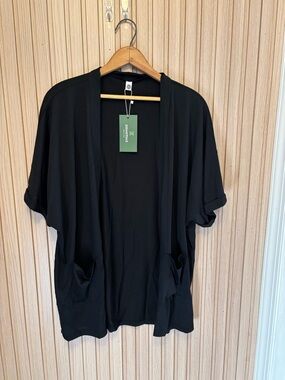 Open Front Black Kimono Cardigan 2XL